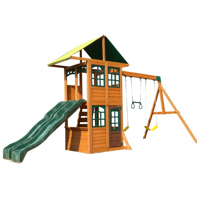 Timber cove wooden store swing set